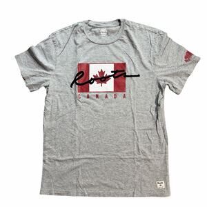 Roots Canada T-Shirt Men's Medium Gray Maple Beaver EUC